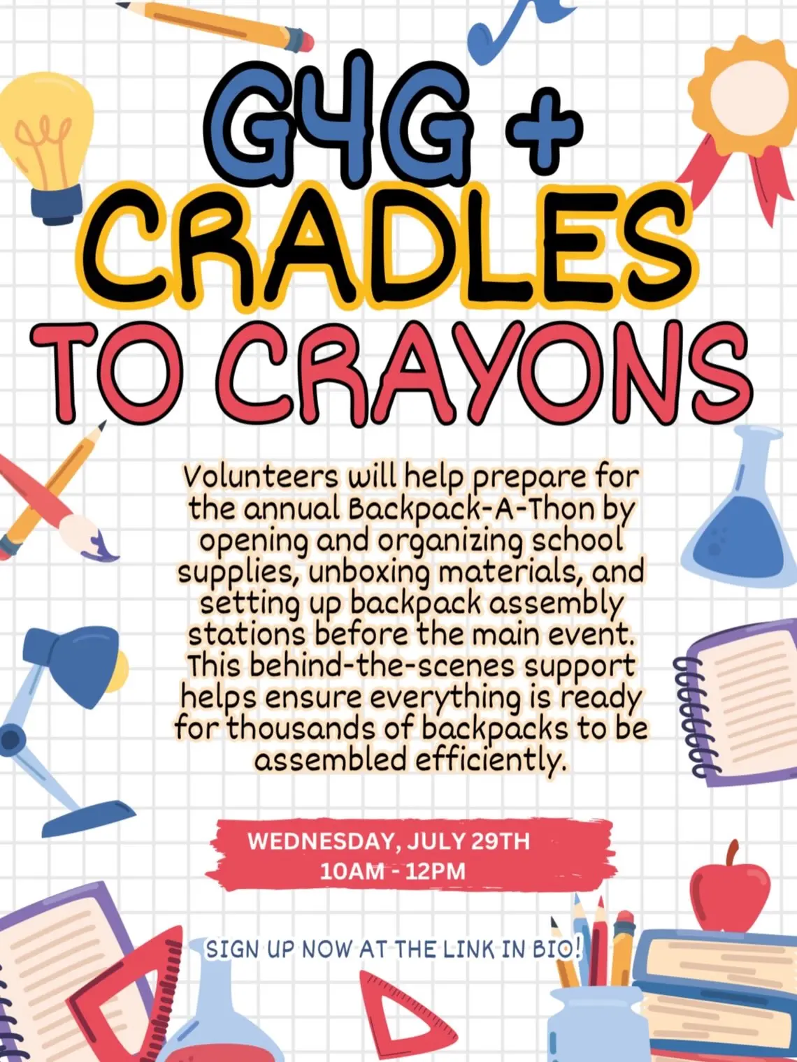 G4G + Cradles to Crayons Backpack-A-Thon Prep