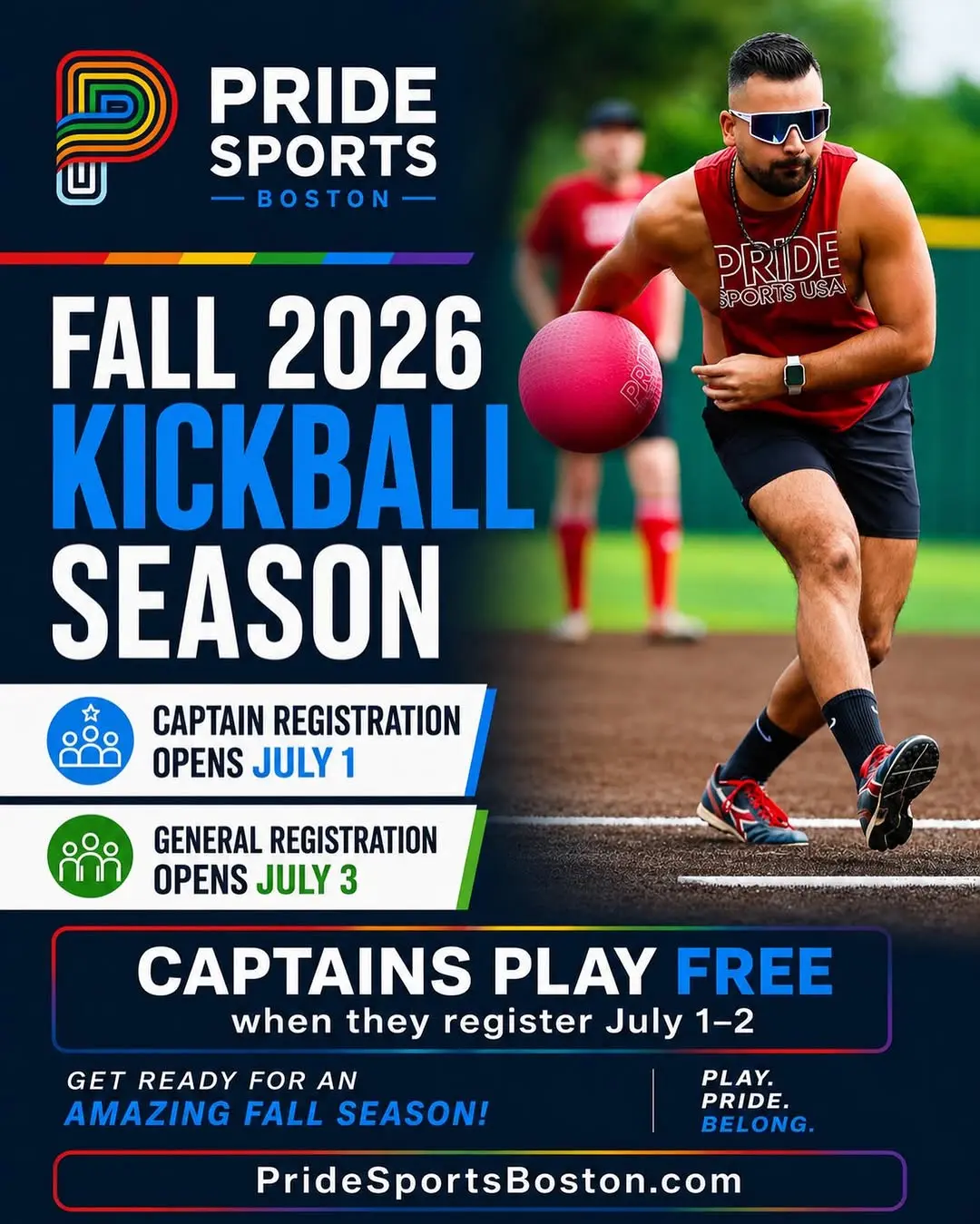 Pride Sports Boston Fall 2026 Kickball Season
